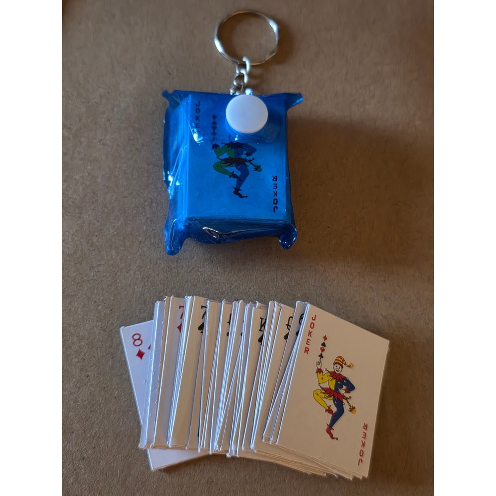 Mini Playing Cards Keychain Tiny Deck of Cards Playable Portable Blue